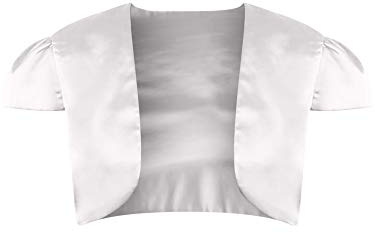 Ivory Short Sleeve Satin Bolero Shrug Jacket Size Small White XX-Large