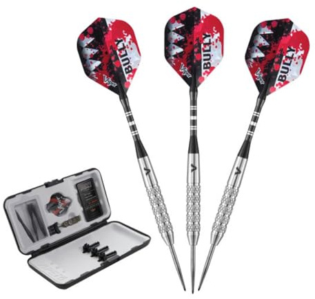 Viper by GLD Products Bully 80% Tungsten Steel Tip Dart Set with Case, Coarse Knurling, 24 Grams, Red (23-1904-24)