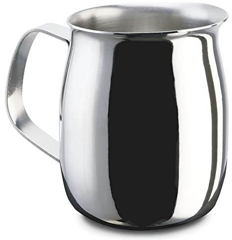 PEZZETTI, Lechera de acero inoxidable, jarra de leche de acero, sin tapa, 130 ml, 2 tazas