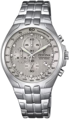 Festina Herren Chronograph Quarz Uhr mit Edelstahl Armband F6843/2