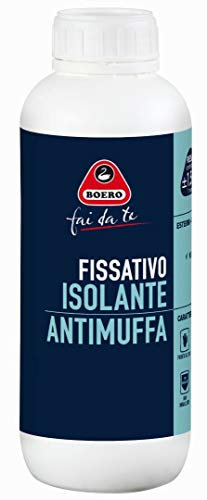 Boero Fai da Te, Fissativo Isolante Antimuffa per Muri per Uso Interno, Primer Consolidante per Idropitture ad Alta Resa e Protezione, Formato da 1L