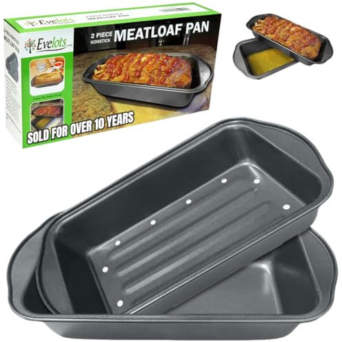 Evelots Meatloaf Pan-Drains Fat-Non Stick-Cooking/Baking-More Flavor-2 Piece Set