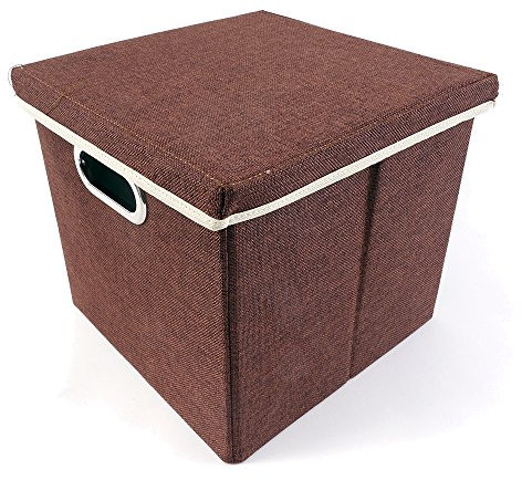 CB Home & Style Storage Box Folding Box with Lid and Handle Stoffbox 27 x 28 x 30 CM - Brown