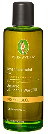 PRIMAVERA Pflegeöl Johanniskrautöl bio 100 ml - Aromaöl, Naturkosmetik - beruhigend, wärmend bei rissiger Haut - vegan