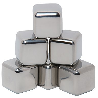 Mammoth Ice Bergs, 6 Reusable Ice Cubes made from 18/8 Kitchen Grade Stainless Steel, Reusable Ice Cubes for Drinks, Keeps Beverages Cold for 2 Hours