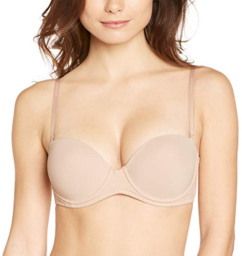 Calvin Klein Sujetador sin tirantes Mujer Strapless PushUp Tejido elástico, Beige (Sand Dune), 70A