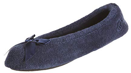 isotoner ballerinaskor i frottétyg, för kvinnor, Marinblått Xsp, 6.5-7.5