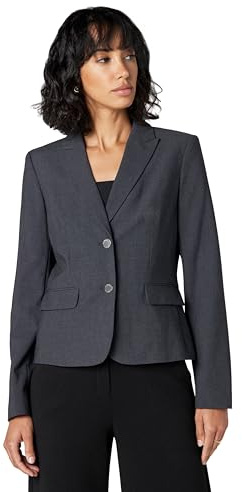 Calvin Klein Women's Two Button Lux Blazer, Charcoal, 6