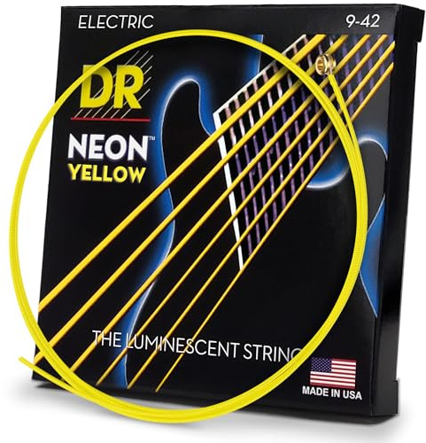 Dr E Neon NYE-9 HiDef Lite Guitar String, Yellow