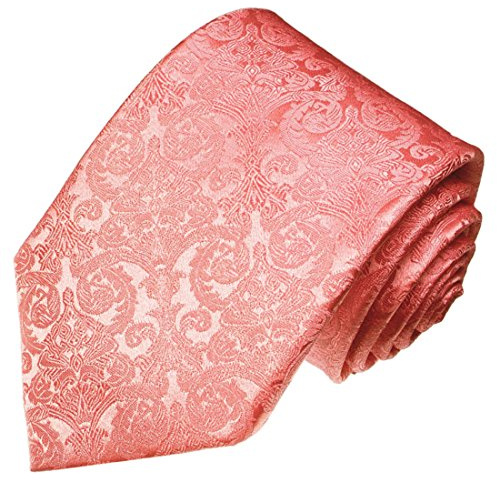 LORENZO CANA – Corbata de lujo de 100% seda – Hecha a mano Marca de calidad – Rose rosa barroco patrón – 25025
