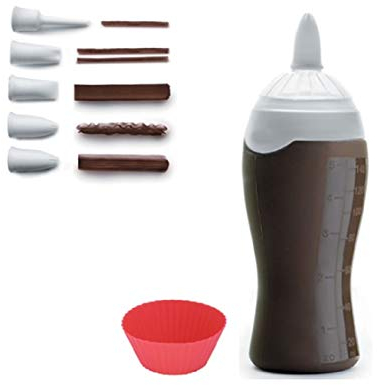 Dekorierflasche aus Silikon mit 6 Spritztüllen