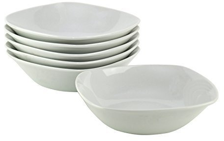Van Well Müslischalen Set 6-teilig Atrium Serie, weiße Porzellan Schalen 14,6 cm, Servierschalen für Müsli, Salat, Suppe, Dessert und Snacks