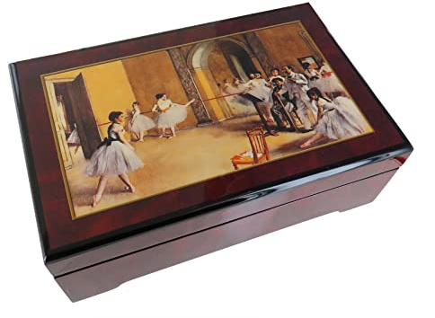 Caja de música para joyas / joyero musical de madera con una reproducción de un cuadro de Edgar Degas, bailarina giratoria y mecanismo musical de 18 notas - La bella durmiente (P. I. Chaikovski)