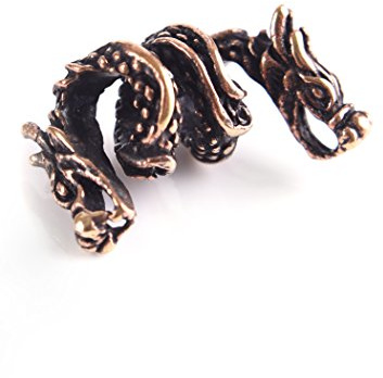 Beard / Dreadlock Bead, Bronze Two-Headed Dragon
