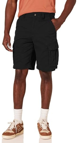 Amazon Essentials Men's Classic Fit 10(25cm) Cargo Work Shorts with Pockets(Available in Big & Tall), Black, 34W