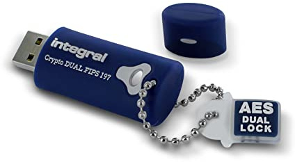 Integral Memory 4GB Crypto-197 256-Bit 3.0 USB Stick verschlüsselt - USB Stick Passwort geschützt - FIPS 197 zertifiziert, Schutz vor Brute-Force-Angriffen - robustes, doppellagiges, wasserdichtes Design, INFD4GCRYDL3.0197, Blue