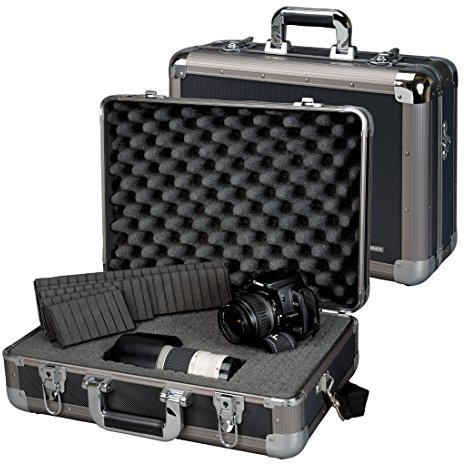 ALUMAXX 45132 multifunktionell väska explorer, pilotväska aluminium, portfölj aluminium, pilotfodral, fotofodral, aluminiumväska ca. 46 cm, svart, 46 x 34,5 x 16 cm, svart, 46 x 34,5 x 16 cm, pilotväska