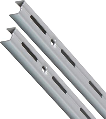 priostahl® Guide per mensola Staffe | 2 X ferroviario | 1 file/2 file | Bianco/Argento | supporto per scaffale mensola mensola scaffale angolare