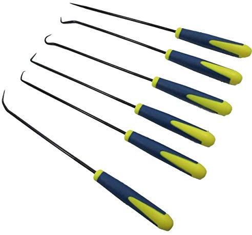 6PC EXTRA LONG REACH HOOK & PICK TOOL SET O-RING & SEAL REMOVER