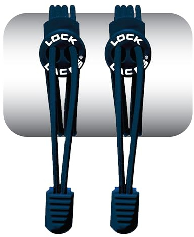 LOCK LACES (Elastic No Tie Shoelaces) (Navy Blue, 48-Inch)