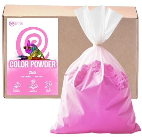 Chameleon Colors 25 lb. Color Powder - 1 Pack - Vibrant Pink Color - for 15-20 People - Non-Toxic & Gluten-Free - for Holi, Color Wars, Fun Run, Gender Reveal, Summer Camp & More
