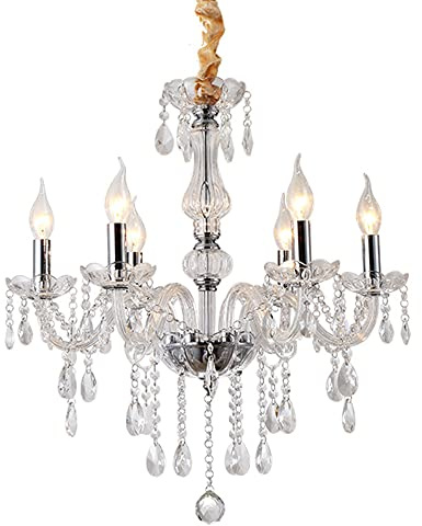 Moda di lusso cristallo lampadario soggiorno 6 luci sala sala studio lampada a sospensione 66 cm ciondolo luci