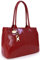 Catwalk Collection Handbags - Damen Leder Schultertasche - Handtasche Tote Bag Groß - Arbeitstasche für Notizbuch A4 - Kensington - Schwarz - Rot