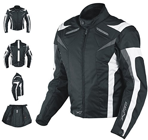 Motorradjacke CE Protektoren Sport Textil Motorrad Thermofutter Weiss XL