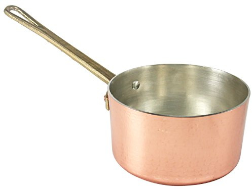 Pentole Agnelli ALCM105M16 Casseruola Alta in Rame Martellato Stagnato con 1 Manico in ottone, 16 cm