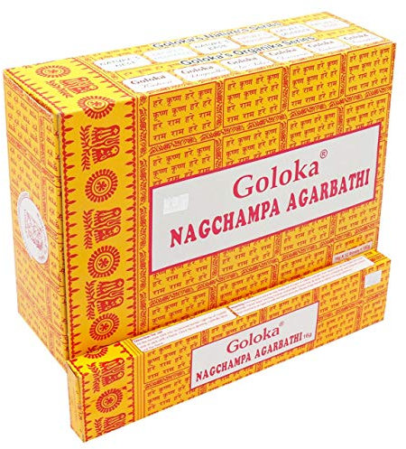 Goloka Incienso Nag Champa 12 unidades x 16 g (caja)