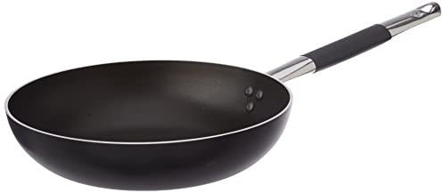Pentole Agnelli ALSC111BSSPIC28 Alblack Padella, in Alluminio, Spessore 3 mm, Fondo Induzione da 8 mm, con Manico Tubolare in Acciaio Inossidabile ”Cool”, 28 cm, Nero