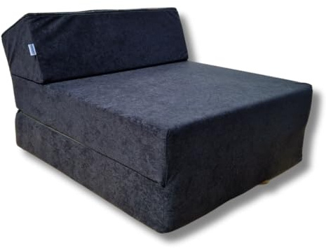 Natalia Spzoo Polyuréthane Matelas de Jeunesse lit Fauteuil futon Pliable Pliant Choix des Couleurs - Longueur 160 cm (Noir)