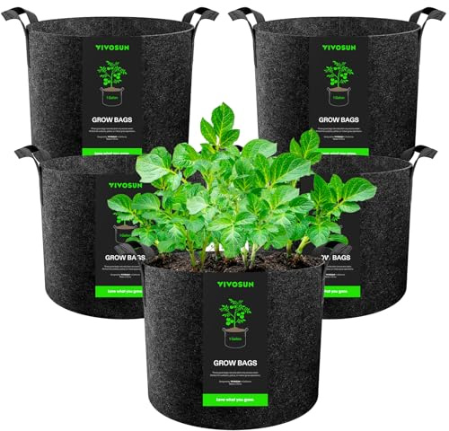 VIVOSUN 5-Pack 1 Gallon Plant Grow Bags Fabric Pots with Handles
