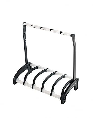 K&M 17525 5-fach E-Gitarrenständer Guardian 5 Schwarz mit transluzenten Elementen - Für Nitrolack geeignet