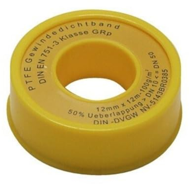 Schläfer 185110 | Téflon hydraulique PTFE, fermit, ruban d'étanchéité en téflon DVGW haute densité pour la réparation de tuyaux, robinets, vannes, 12 mm x 12 mt. Blanc