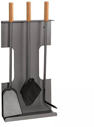 Schindler + Hofmann 21.02.231.2 Kaminbesteck, 3-teilig, anthrazit, Wandmontage, 63cm