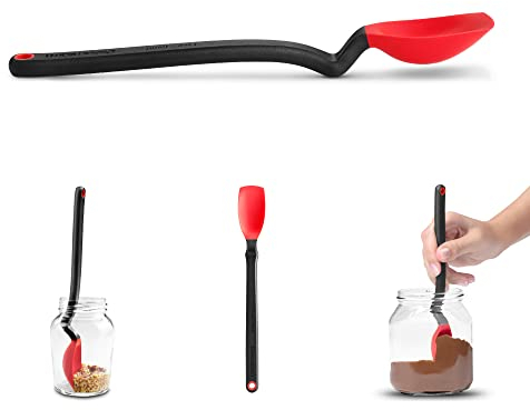 Dreamfarm Mini SUPOON Silikon Kochlöffel | Rot | Flexibler Kochlöffel Kunststoff | Einfaches auskratzen und abmessen von Zutaten | Hitzebeständig bis 250°C | Spülmaschinenfest | BPA frei