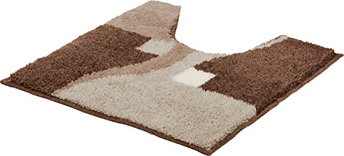 Erwin Müller WC-Umrandung Athen rutschhemmend braun Größe 50x50 cm - kuscheliger Hochflor, für Fußbodenheizung geeignet