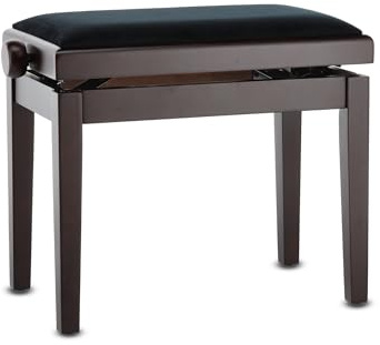GEWA Banco de Piano Deluxe, Madera Maciza, Ajustable en Altura, Palo de Rosa Mate