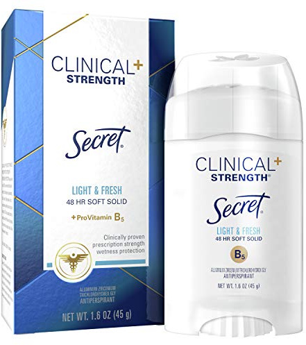 Secret Antiperspirant and Deodorant for Women, Clinical Strength Soft Solid, Light and Fresh, 1.6 Oz