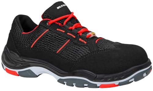 ELTEN Säkerhetssko MOTION Air ESD S1, män, sportig, lätt, svart/röd, plastkeps – storlek 43