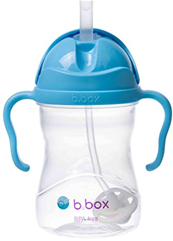 b.box Trinklernbecher Für Jeden Winkel | Flip-Top, Schwerer Strohhalm, Griff, Auslaufsicher | BPA-Frei & für Spülmaschine | Ab 6 M | 240 ml, Blueberry