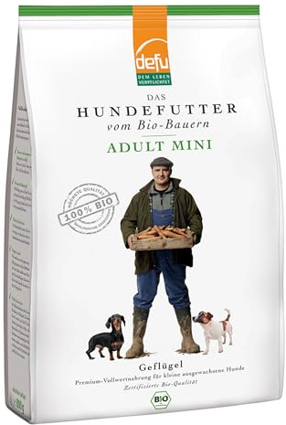 defu Alimento per cani | 4 x 800 g | Adult Mini pollame biologico | Alimento secco biologico di alta qualità per cani piccoli e adulti