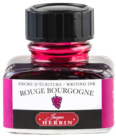 Jacques Herbin 13028T - One 30 ml Bottle of Ink for Fountain pens and rollerballs, Rouge Bourgogne/Burgundy red Colour - Made in France - Calligraphy