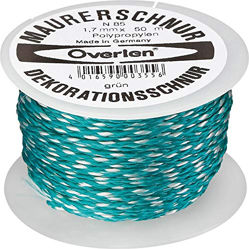 Overmann 008501700200500AA N 85 - Cuerda de albañilería (1,7 mm x 50 m, Polipropileno), Color Verde