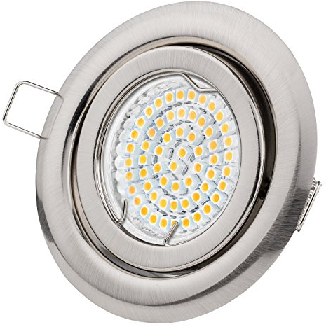 TEVEA Einbaustrahler Led Warmweiß GU10 3W 230V Leuchtmittel Chrom Gebürstet Rahmen Einbauspots, Schöne Einbauleuchten (1er)