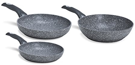 Bialetti y0 C6set003 Frau Petra Induktion 2.0 Pfanne 20/24 cm und Wok 28 cm Aluminium Grau