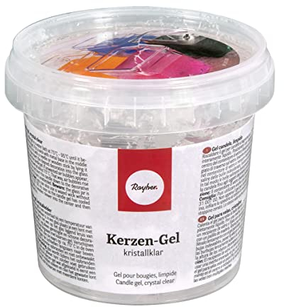 Rayher 3130000 cera gel per candele trasparente contenuto 300gr/ca. 365ml per la realizzazione candele decorative regali Natale bricolage uso semplice