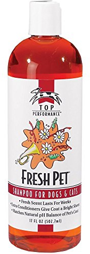 Top Performance Fresh Pet Shampoo Prevents Mats and Tangles – Matches Natural pH Balance of Pet’s Coat and Skin, 17 Oz.