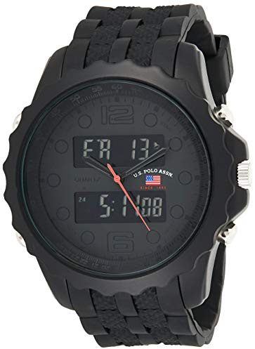 U.S. Polo Assn. Men's Digital Sports Watch – Black Dial with Alloy Case and Durable Silicone Strap – Waterproof, Multifunctional, and Adjustable Fit for Active Lifestyles